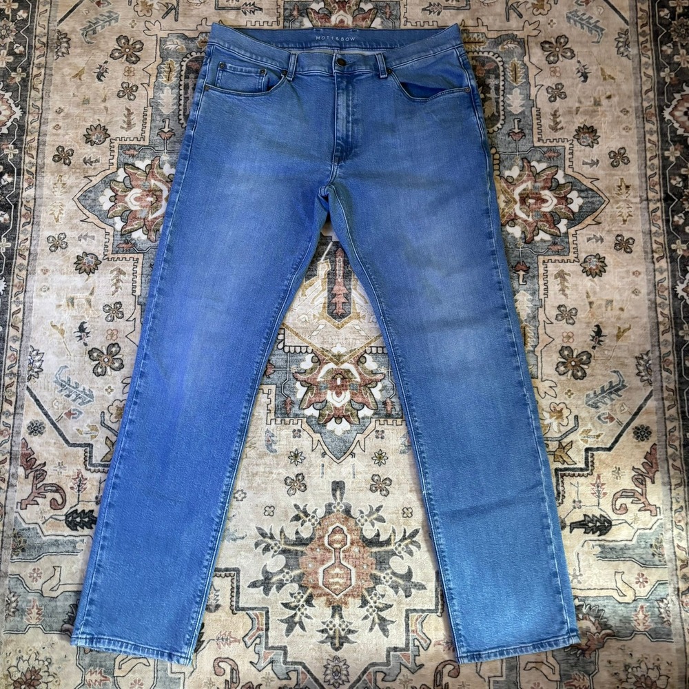 Mott & Bow Mens Slim Fit Straight Jeans Medium Wash Blue Denim W36 L32 Stretch - Picture 3 of 12